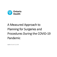 A Measured Approach to Planning for Surgeries and Procedures During the COVID-19 Pandemic