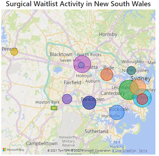 Map of Surgical Waitlist Activity in New South Wales
